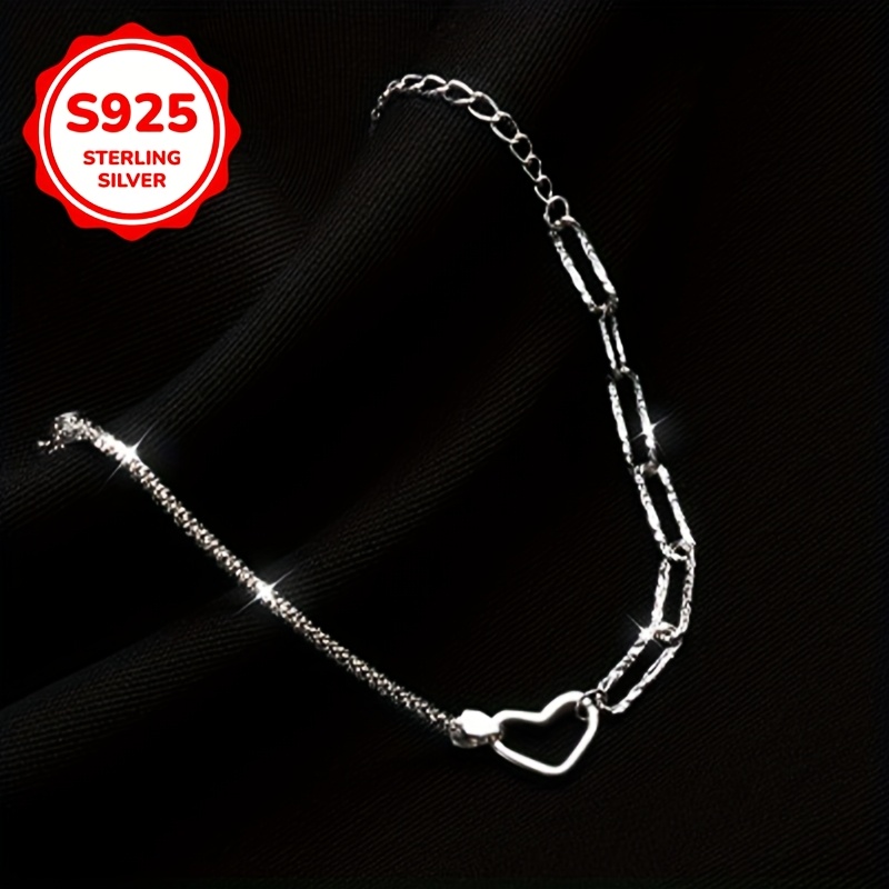 925 Silver Star & Heart Chain Bracelet for Couples Friends